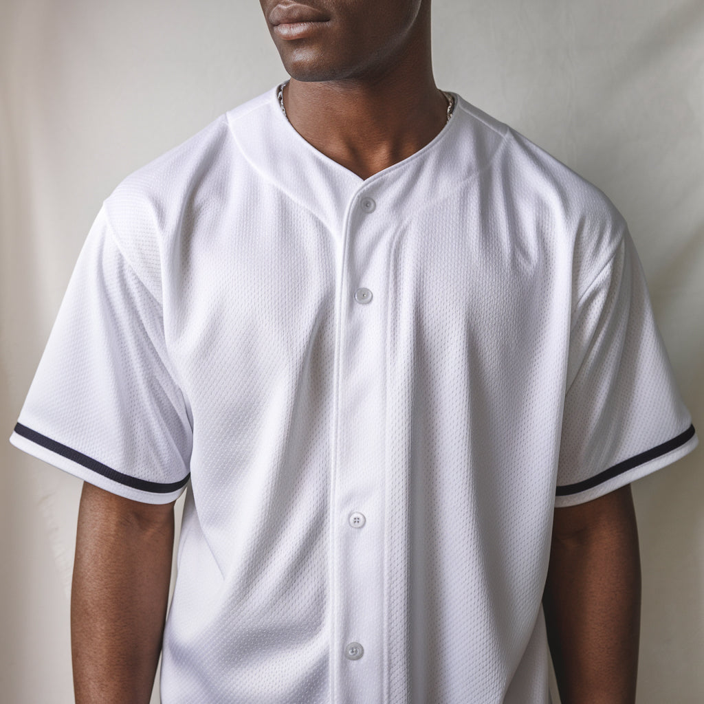 White Jersey with Dark Line Short Sleeves