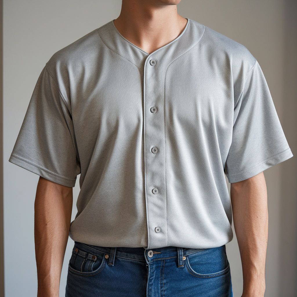 Gray Short Sleeves Baseball Jersey