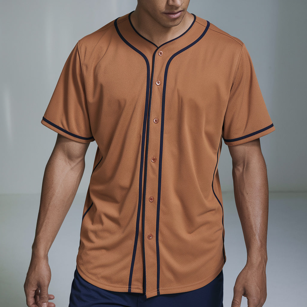 Ginger Colored Short Sleeves Jersey with Blue Line